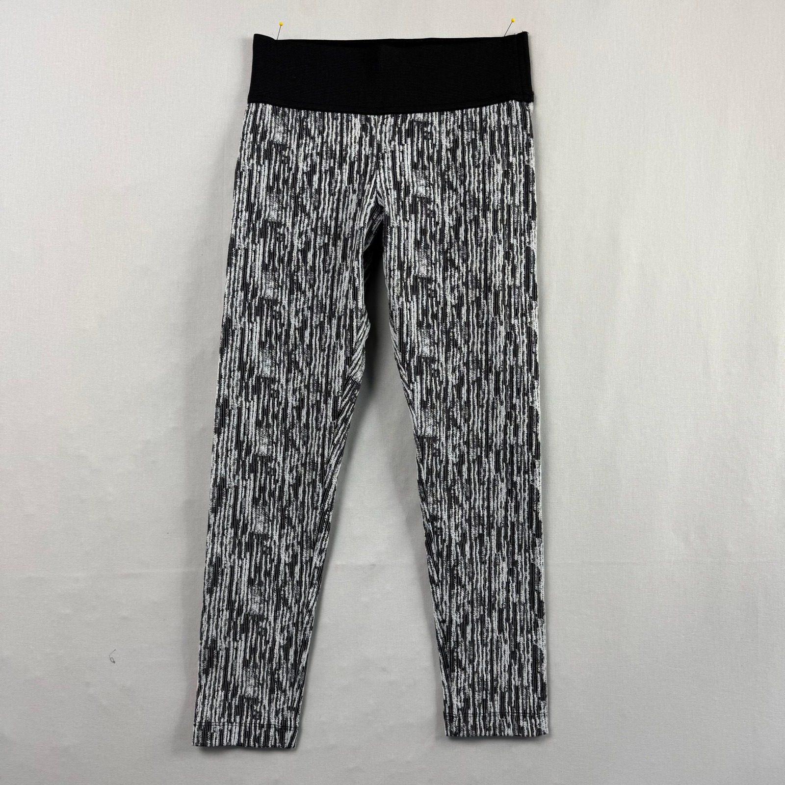 Koral Activewear Active Leggings Black White Stripe Print High Waist Size Small